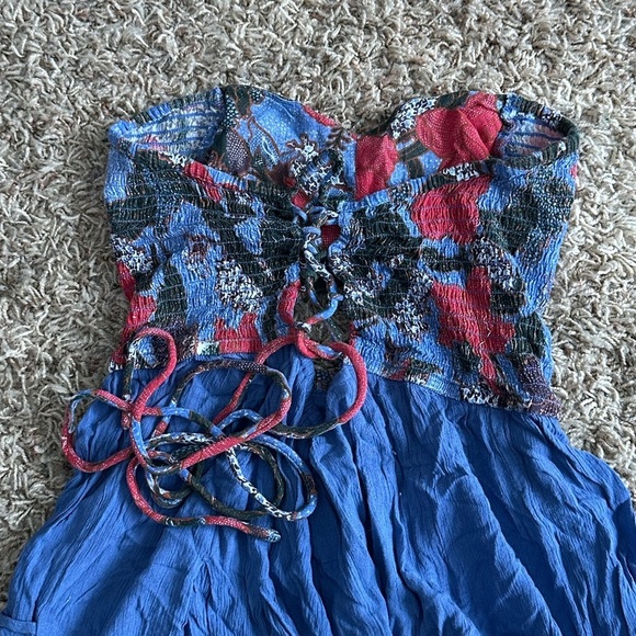 FREE PEOPLE Beach Walk Strapless Lace Up Romper - Picture 6 of 6